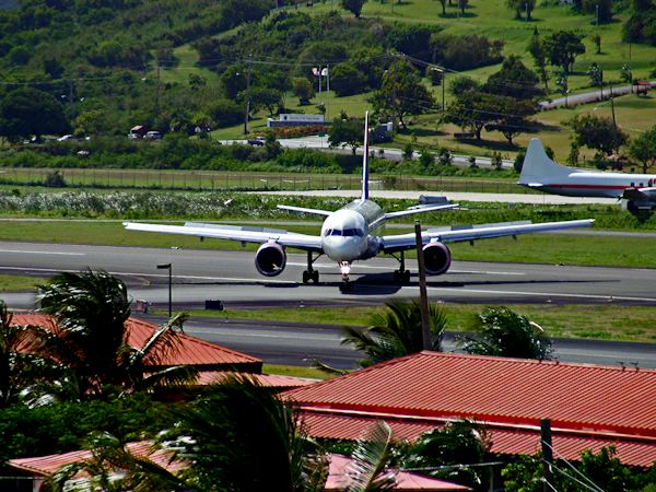 A jet on the runway at Cyril E. King airport, St. Thomas