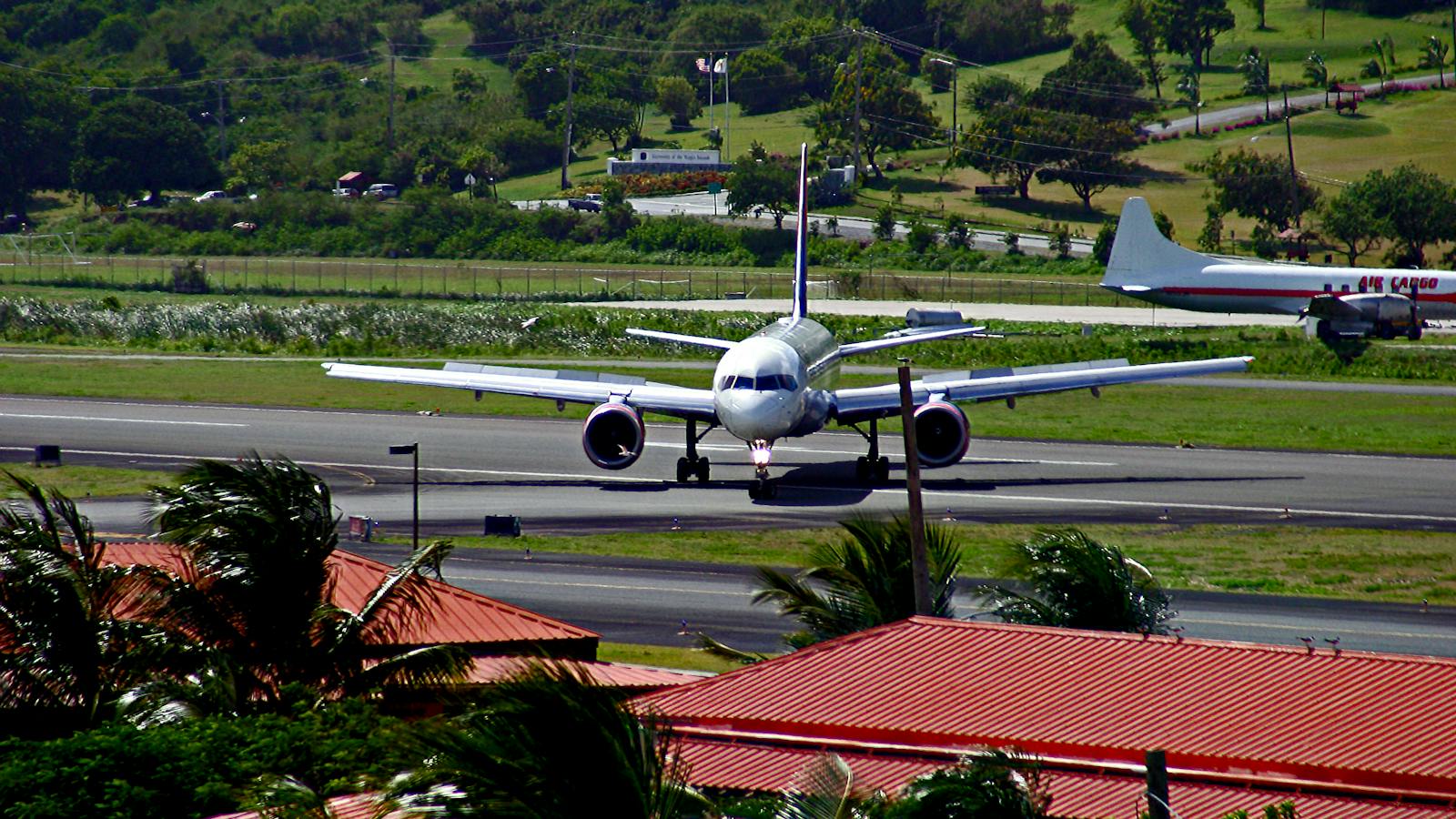 A jet on the runway at Cyril E. King airport, St. Thomas