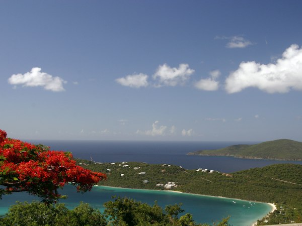 Magens Bay and Hans Lollick island seen from Drake's Seat, St. Thomas